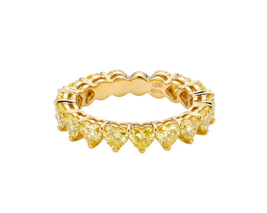 Fancy Yellow Heart Diamond Eternity Ring