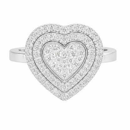 heart double halo pave ring 