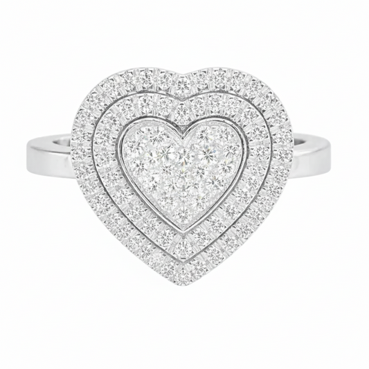 heart double halo pave ring 