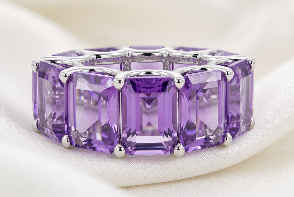 Amethyst Ring 21.97 Carat, 21-Stone Full Eternity Band