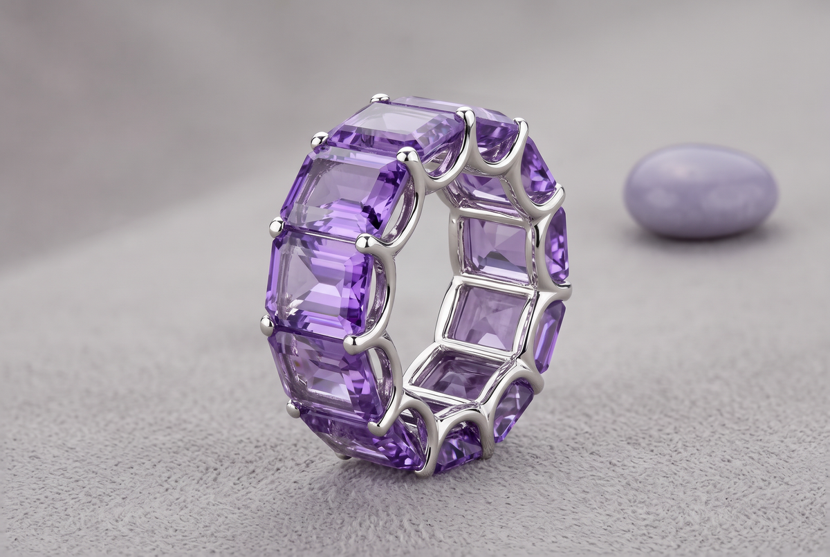 Amethyst Ring 21.97 Carat, 21-Stone Full Eternity Band