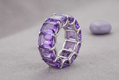 Amethyst Ring 21.97 Carat, 21-Stone Full Eternity Band