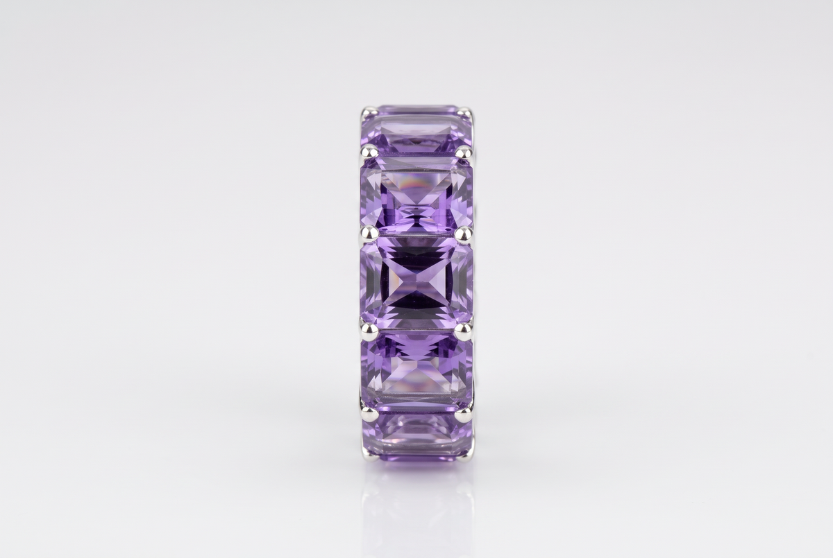 Amethyst Ring 21.97 Carat, 21-Stone Full Eternity Band
