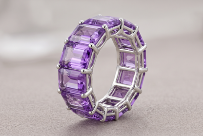 Amethyst Ring 21.97 Carat, 21-Stone Full Eternity Band