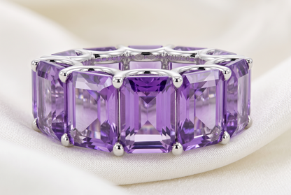 Amethyst Ring 21.97 Carat, 21-Stone Full Eternity Band