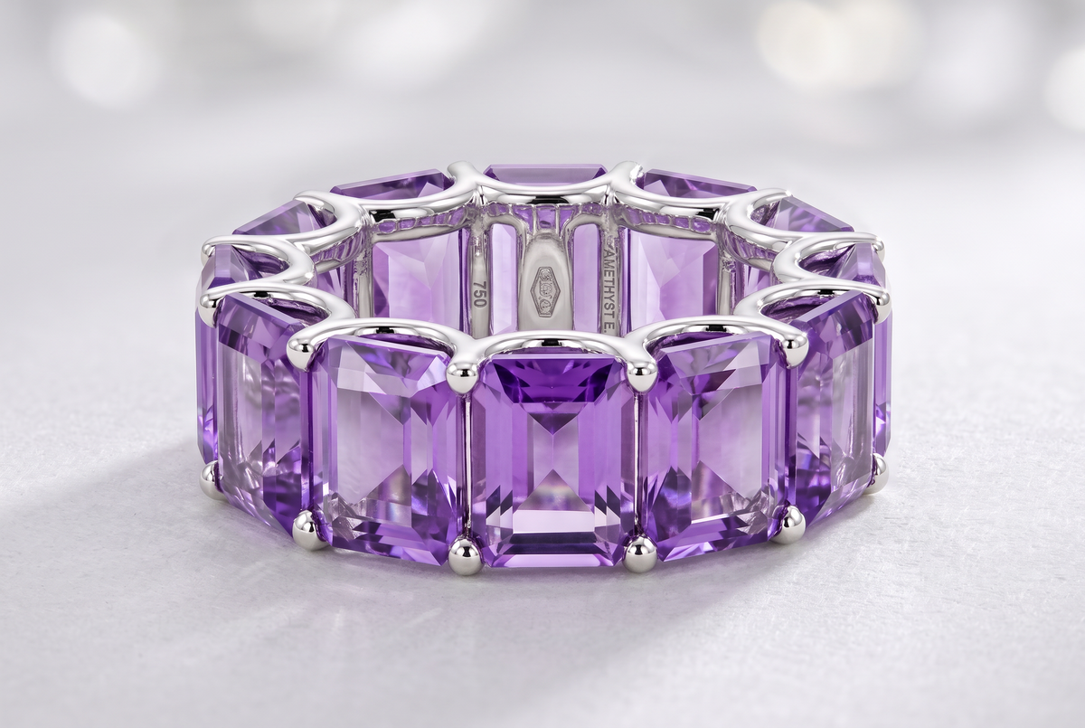 Amethyst Ring 21.97 Carat, 21-Stone Full Eternity Band