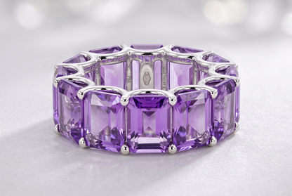 Amethyst Ring 21.97 Carat, 21-Stone Full Eternity Band