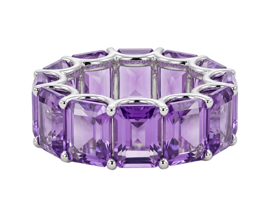 Amethyst Ring 21.97 Carat, 21-Stone Full Eternity Band