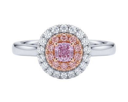 Natural Fancy Cushion-Cut Pink Diamond Halo Ring