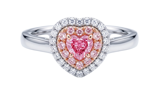 Natural Fancy Pink Heart Diamond Double Halo