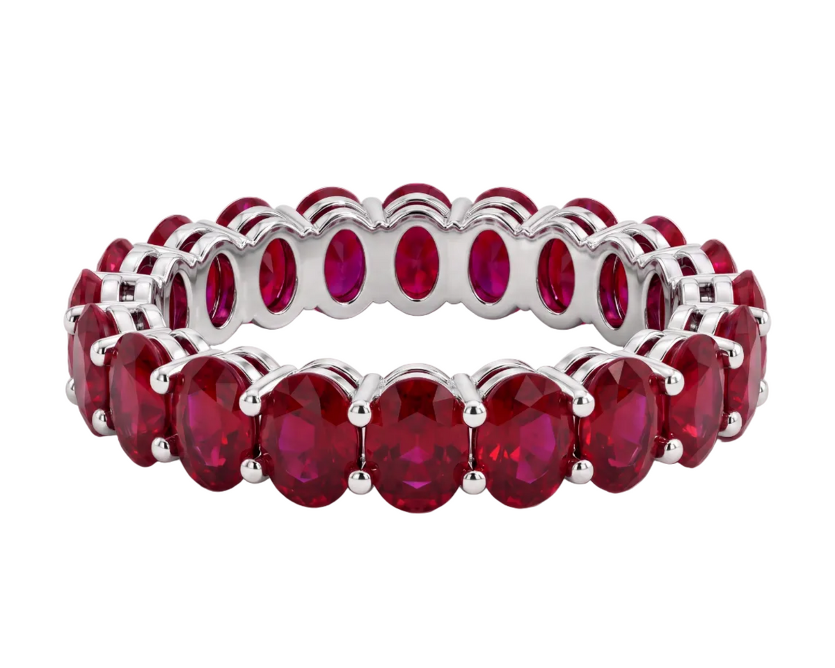 oval cut rubies eternity band 