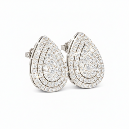 pear pave double halo earrings 