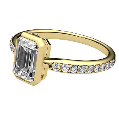 Simple Flat Emerald Solitaire Half diamond band