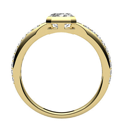 Simple Flat Emerald Solitaire Half diamond band