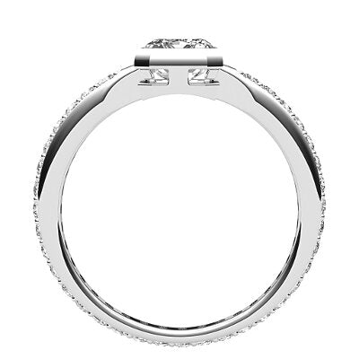 Simple Flat Emerald Solitaire Full diamond band