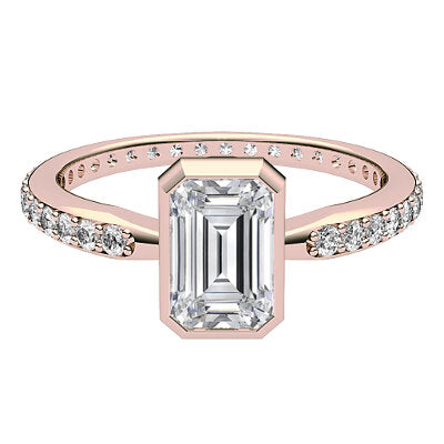 Simple Flat Emerald Solitaire Full diamond band