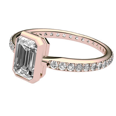 Simple Flat Emerald Solitaire Full diamond band