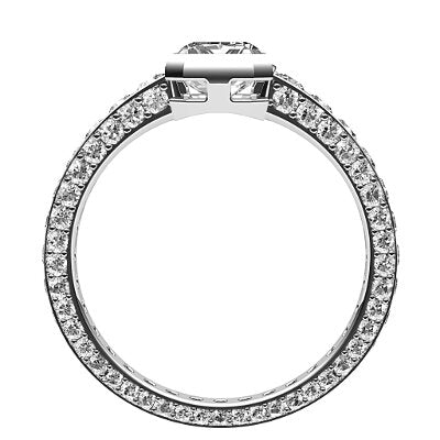 Simple Flat Emerald Solitaire Full coverage diamond band