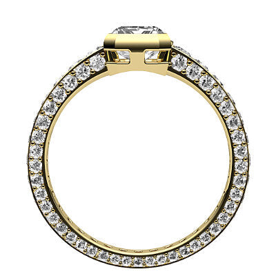 Simple Flat Emerald Solitaire Full coverage diamond band