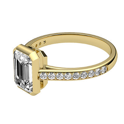 Trionfo Emerald Solitaire Half diamond band