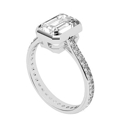 Vittoria Emerald Solitaire Full diamond band