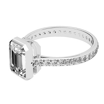 Vittoria Emerald Solitaire Full diamond band