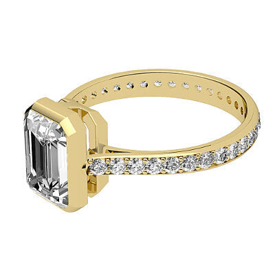 Vittoria Emerald Solitaire Full diamond band
