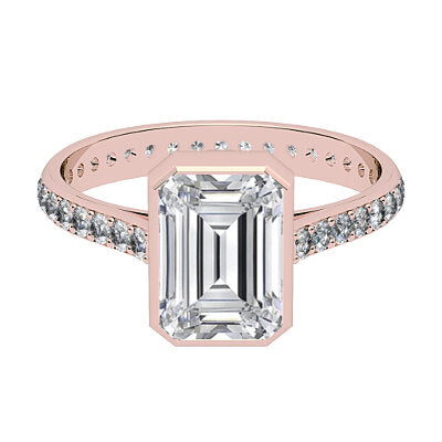 Vittoria Emerald Solitaire Full diamond band