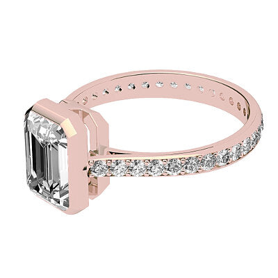 Vittoria Emerald Solitaire Full diamond band