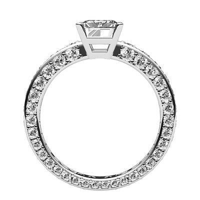 Simple Flat Emerald Solitaire Full coverage diamond band 4 Prongs