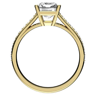 Trionfo Emerald Solitaire Half diamond band 4 Prongs