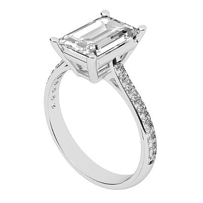 Vittoria Emerald Solitaire Half diamond band 4 Prongs