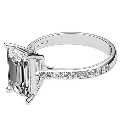 Vittoria Emerald Solitaire Half diamond band 4 Prongs
