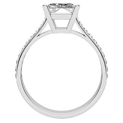Vittoria Emerald Solitaire Half diamond band 4 Prongs