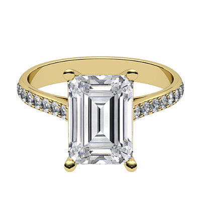 Vittoria Emerald Solitaire Half diamond band 4 Prongs