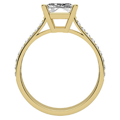 Vittoria Emerald Solitaire Half diamond band 4 Prongs
