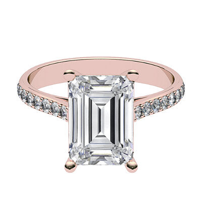Vittoria Emerald Solitaire Half diamond band 4 Prongs