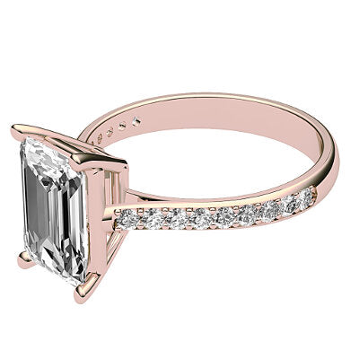Vittoria Emerald Solitaire Half diamond band 4 Prongs