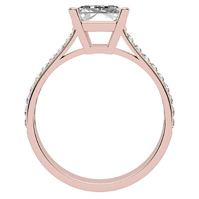 Vittoria Emerald Solitaire Half diamond band 4 Prongs