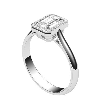 Vittoria Emerald Solitaire halo Classic band