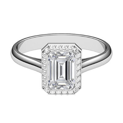 Vittoria Emerald Solitaire halo Classic band
