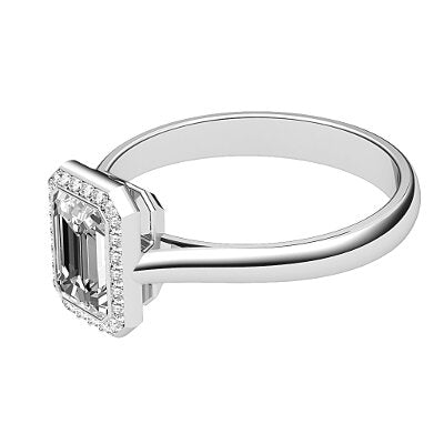 Vittoria Emerald Solitaire halo Classic band