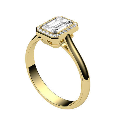 Vittoria Emerald Solitaire halo Classic band
