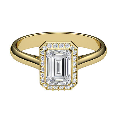 Vittoria Emerald Solitaire halo Classic band