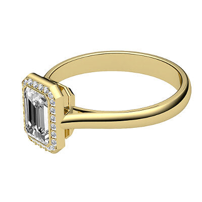 Vittoria Emerald Solitaire halo Classic band
