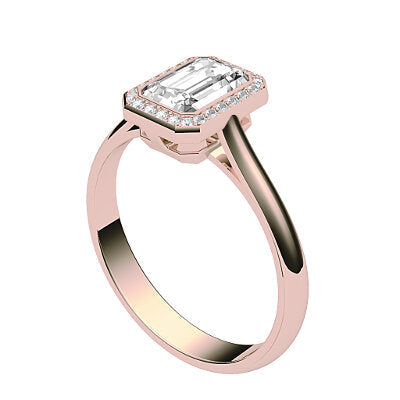 Vittoria Emerald Solitaire halo Classic band