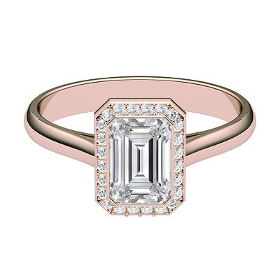 Vittoria Emerald Solitaire halo Classic band