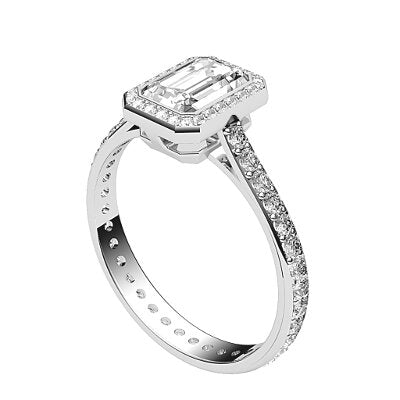 Vittoria Emerald Solitaire halo Full diamond band