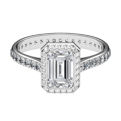 Vittoria Emerald Solitaire halo Full diamond band