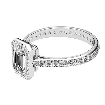 Vittoria Emerald Solitaire halo Full diamond band